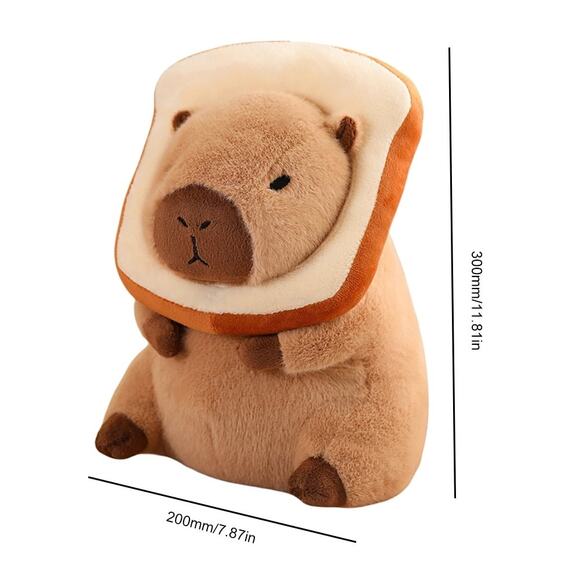 Cute Capybara Plush Toy with Toast Hat – 11.8" Soft Stuffed Animal Pillow - Picture 3 of 3